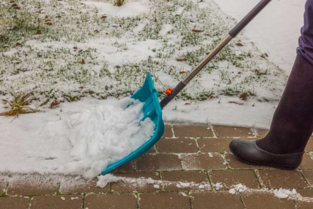 Snow removal from lawn